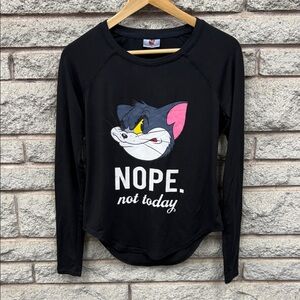 Black Long Sleeve Shirt with Cartoon Graphic